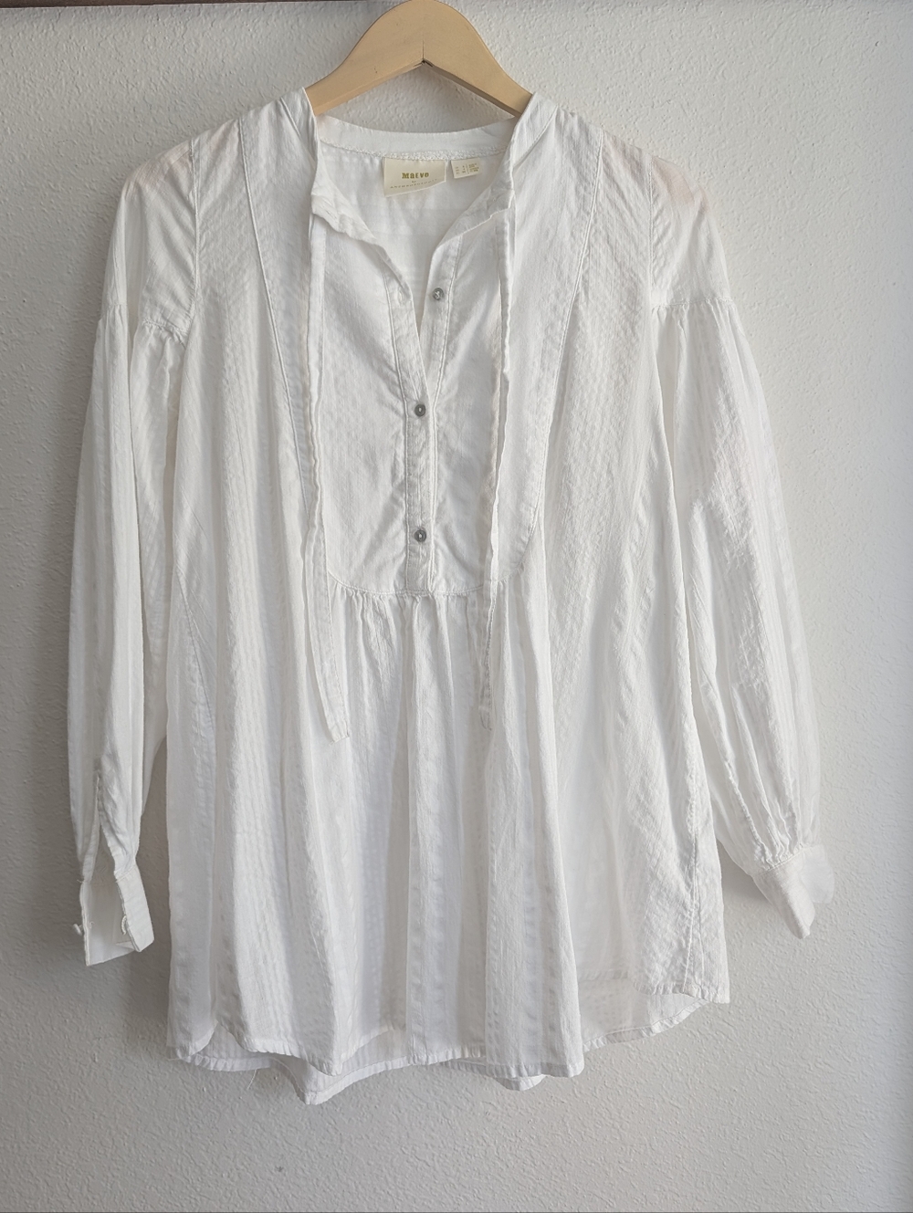 Anthroplogie Maeve White Popover Peasant Shirt Tunic Size 4